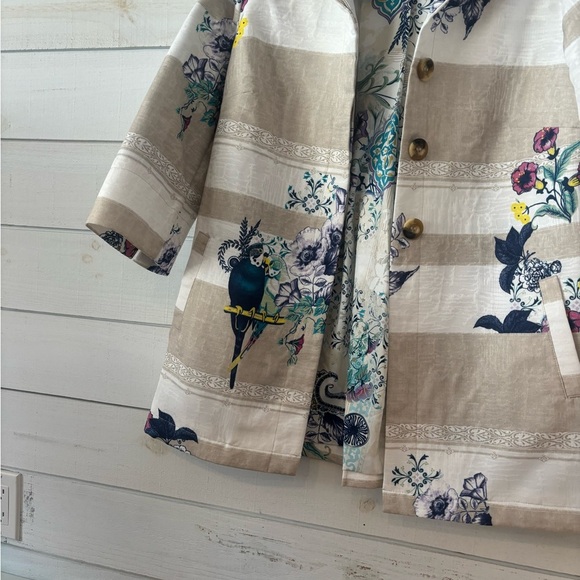 Chico’s Textured Striped Floral Jacket in size 10 Petite - Picture 6 of 11